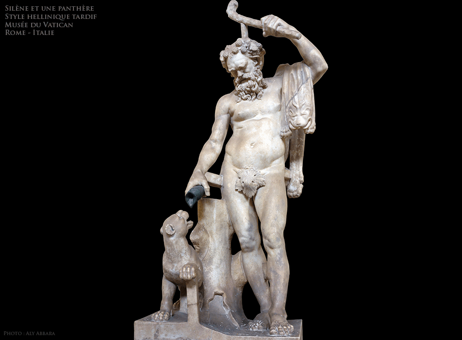 Rome - Italie - Musée du Vatican - Le vieux Silène et la panthère ; la peau d'un félin portée sur son épaule gauche