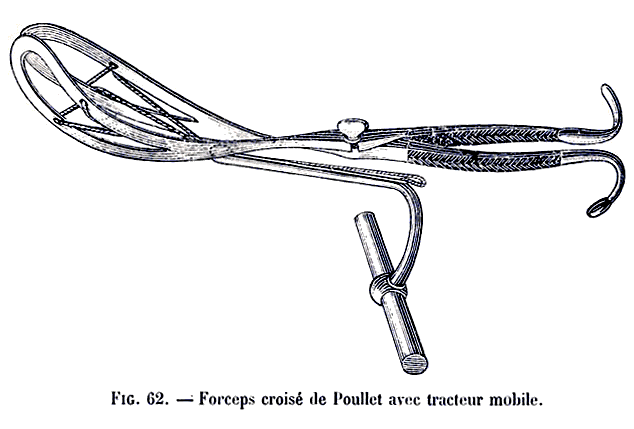 Forceps de Poullet, crois&eacute; avec tracteur mobile
