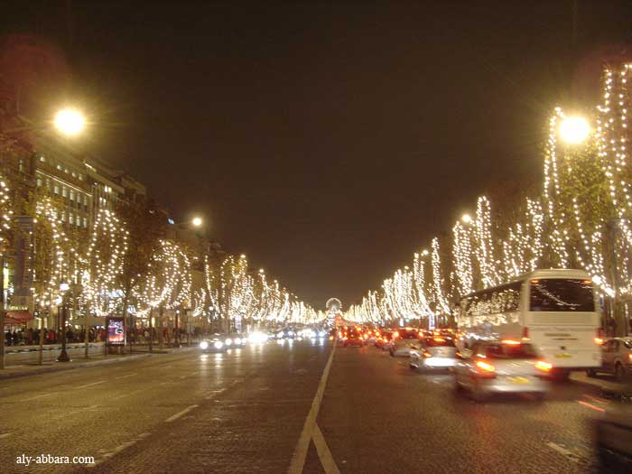 Paris : Avenue de Champs-Elysées et les illuminations de Noel