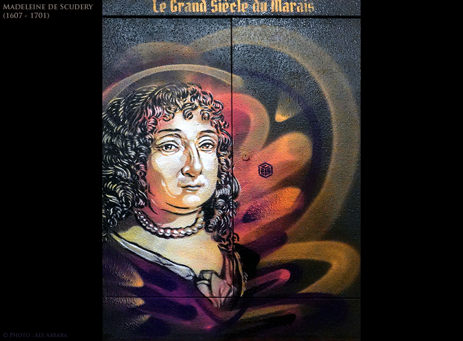 Art mural - Rues de Paris - Œuvre signée par C215 - Madeleine de Scudery (1607 - 1701)