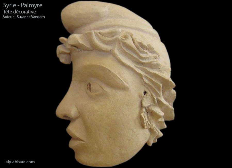 Statue de tête humaine utilisée pour la décoration des riches demeures de Palmyre - Syrie - 3ème siècle après J.-C.
