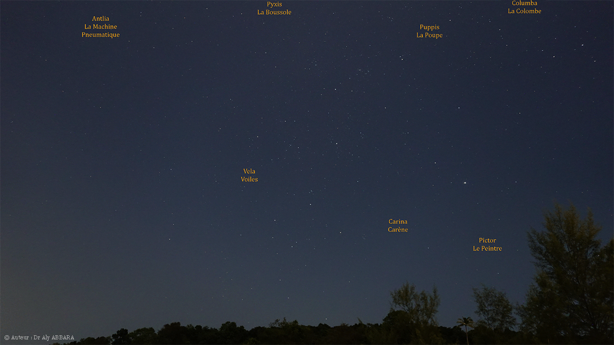 Carte 39 - Constellations : Les Grand Voiles - La Carène - Le Peintre - La Machine Pneumatique - La Boussole  - La Poupe - Colombe Les Voiles