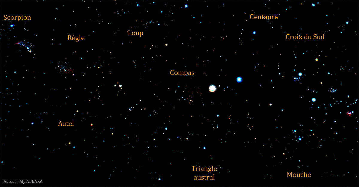 Constellations : La Croix du Sud - La Mouche - Le Comps - La Règle - L'Autel