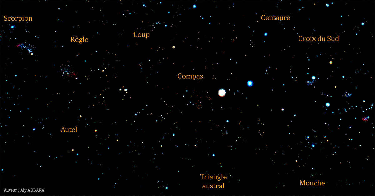 Constellations : La Croix du Sud - La Mouche - Le Comps - La Règle - L'Autel
