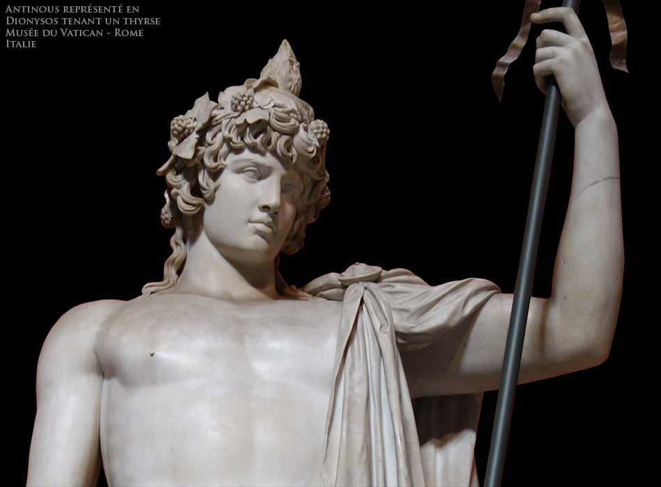 Rome - Italie  - Musée du Vatican - Antinous représenté en Dionysos tenant un thyrse