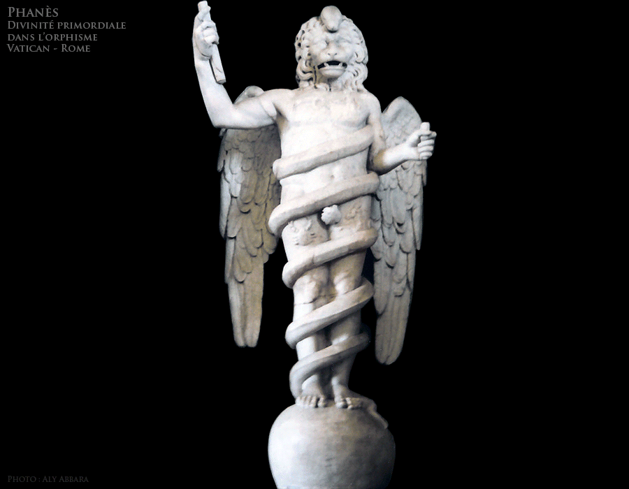 Musées du Vatican - Rome - Italie - Phanès à corps humain ailé et léontocéphale ; un serpent s'enroule autour de son corps. Le dieu est débout sur le monde