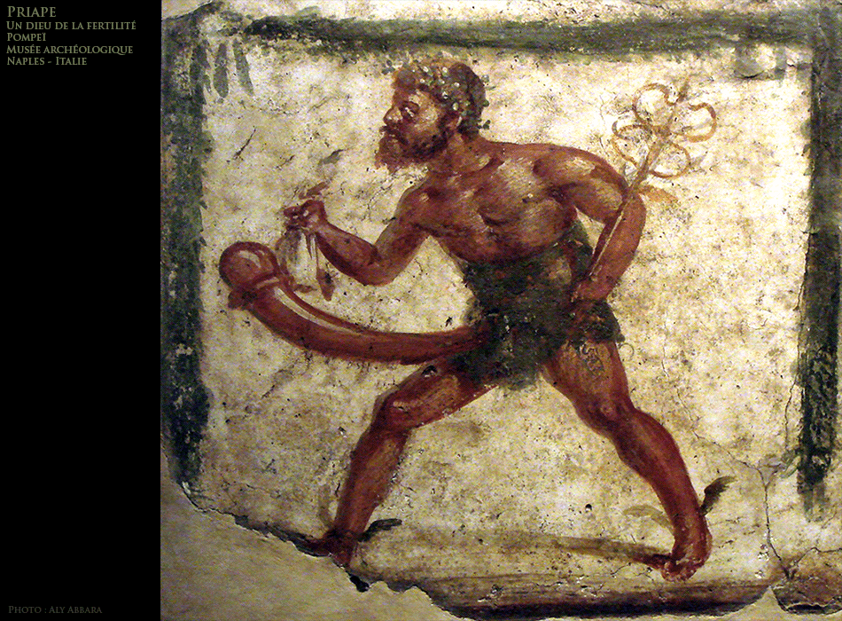 Priape ithyphallique - un des dieux de fertilité - Pompéi - Naples - Musée archéologique - Italie
