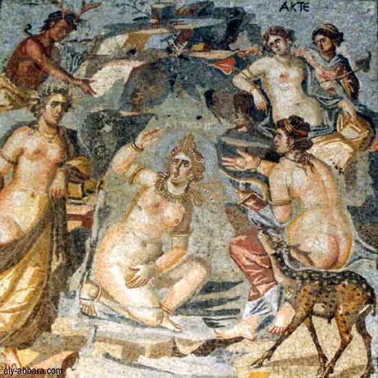 Artémis dans son pain, surprise par Actéon