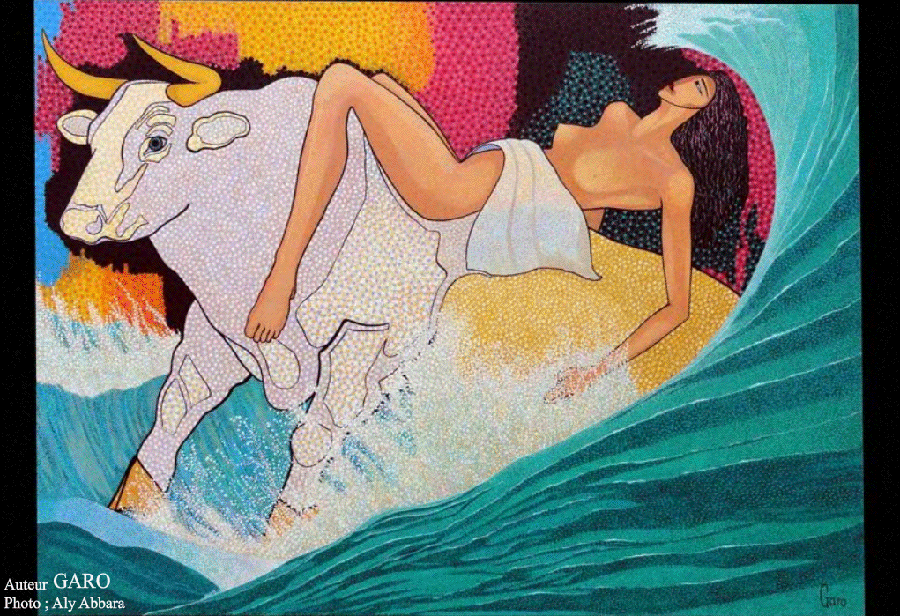 L'enlèvement d'Europe par Zeus, métamorphosé en taureau - Oeuvre de Garo