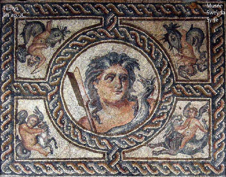 Téthys, la déesse de la mer, Mosaïque de Syrie - Sweyda