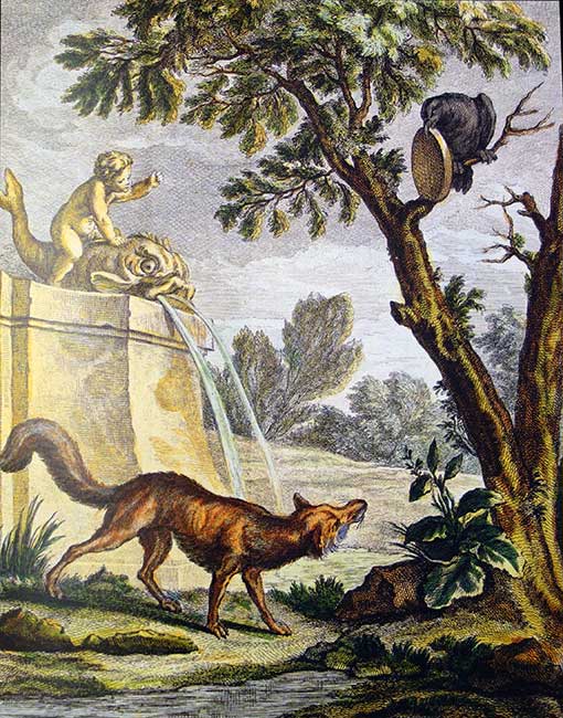 Le corbeau et le renard - gravure de Jean - Baptiste Oudry