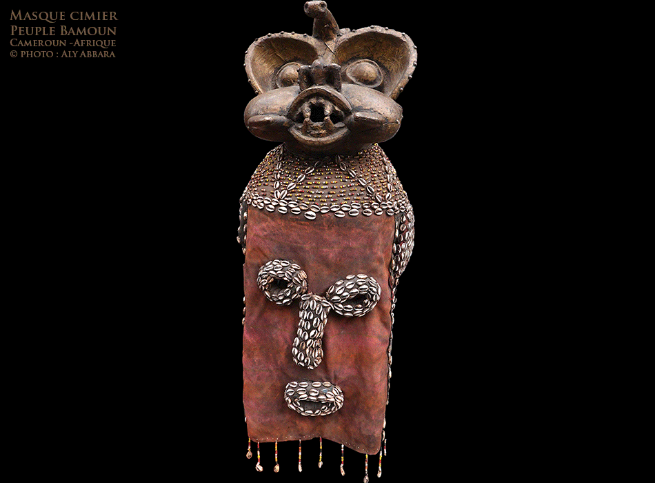 Art africain - Masque à cimier zoomorphe complexe du peuple Bamoun (Bamum) - Grassland - Cameroun - exemple 01