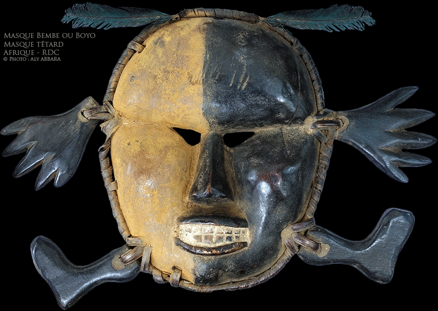 Art africain - Masque têtard facial et polychrome - Bembe - République Démocratique du Congo