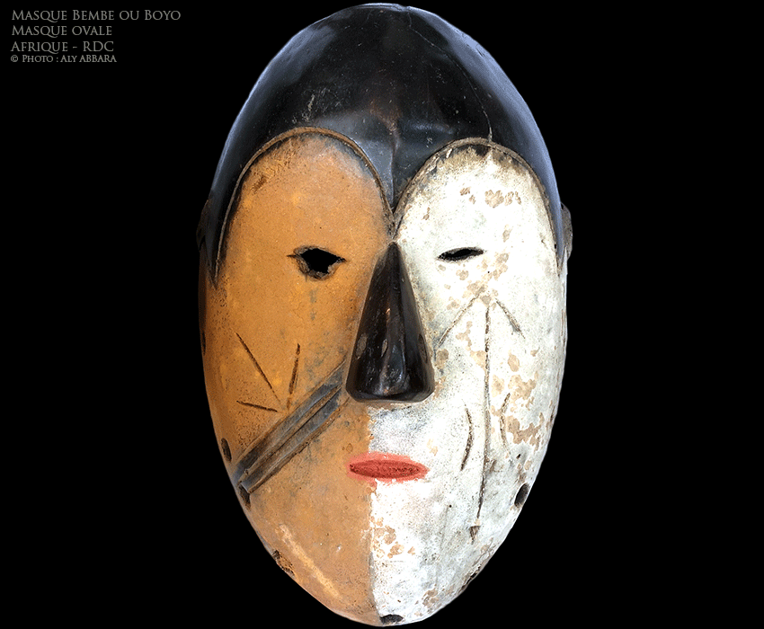 Masque facial ovale polychrome - Bembe - République Démocratique du Congo