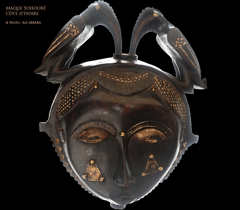Art africain - Masque facial lomané (oiseau) du groupe djé  - Yohourè - Côte d'Ivoire