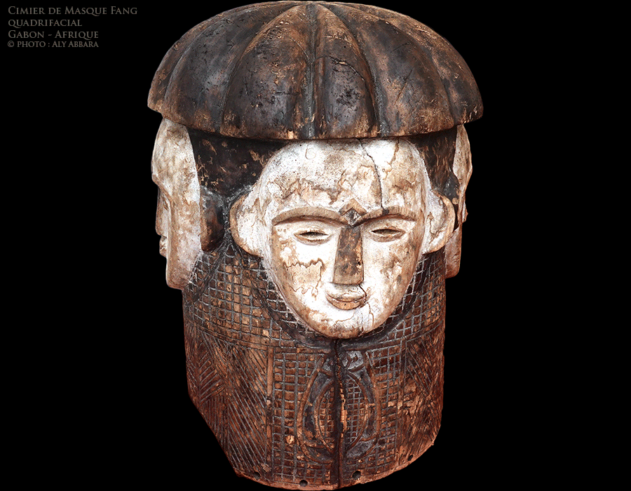 Art africain - Cimier de masque Fang quadriface - Gabon