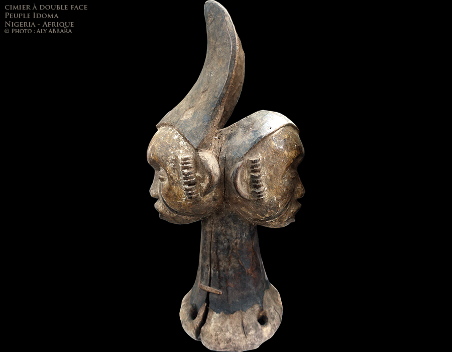 Art africain - Masque cimier à double faces (janiforme) du peuple Idoma - Nigeria