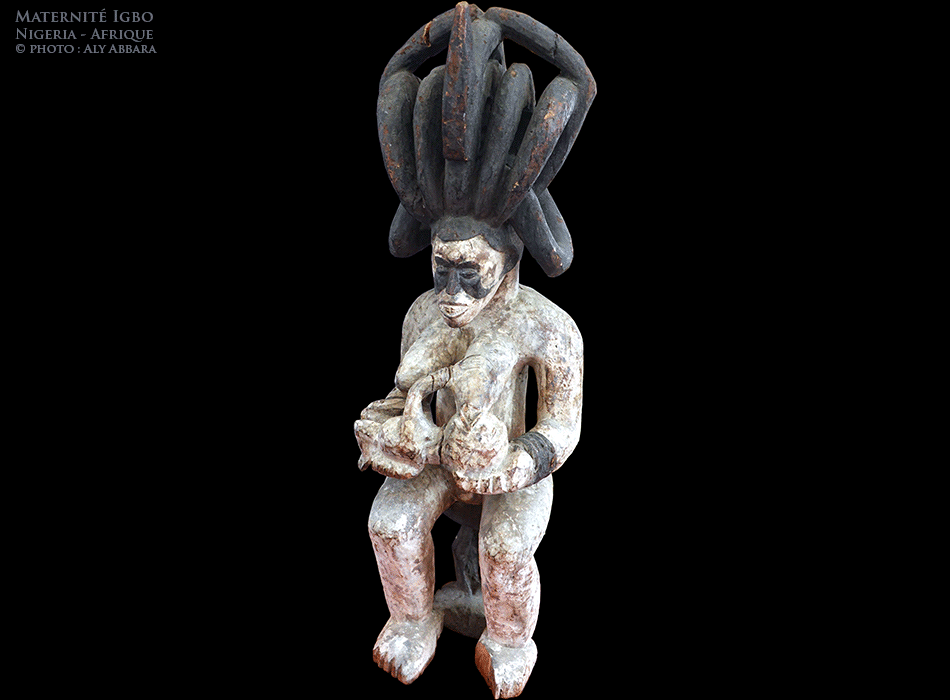 Art africain - Statue ikenga anthropomorphe - maternité - Peuple Igbo - Nigeria