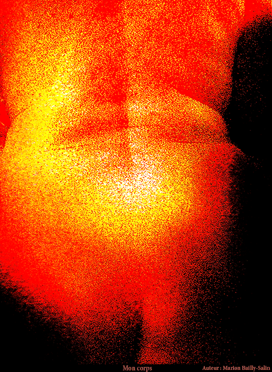 Dos - fesse dans l'obscurité et une lumière rouge