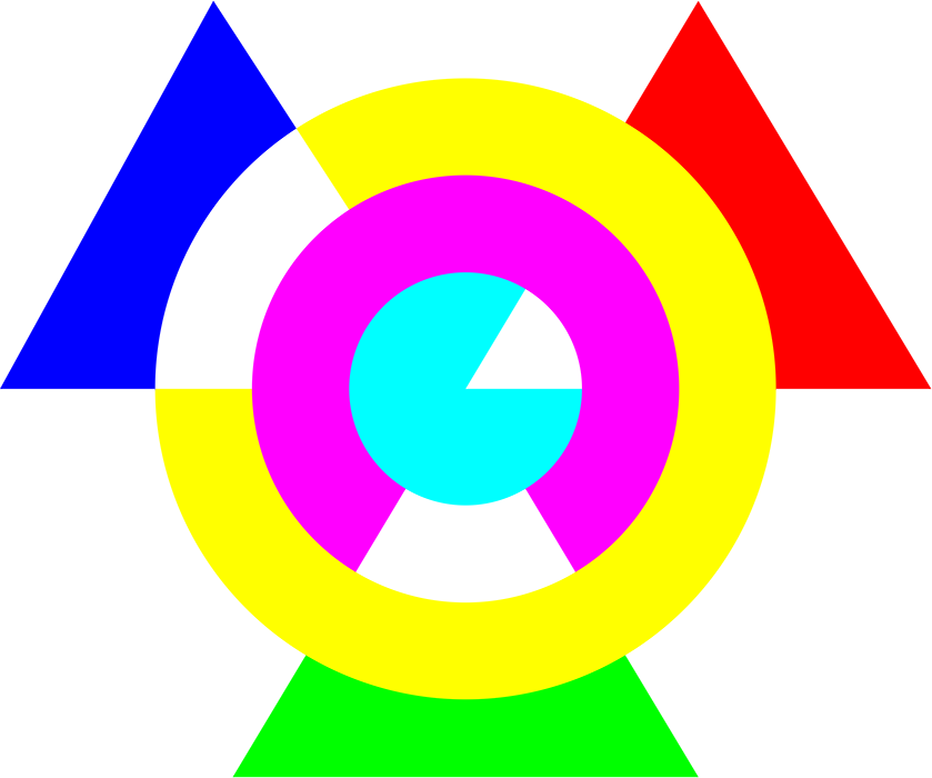 RVB : la synthèse addictive des couleurs primaires (rouge - vert - bleu)