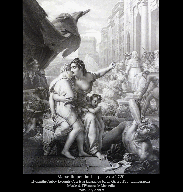 L'épidémie de la peste à Marseille - 1720 - الطاعون - مارسيليا 1720 - Lithographie
