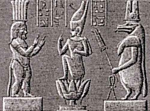 Thouéris et Bès assistant à la naissance du souverin de l'Egypte