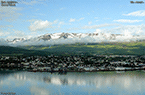 Islande (Iceland) - Fjord Eyjafjörður et la ville de  d'Akureyri, capitale du Nord de l'Islande
