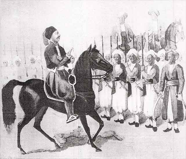 Sulayman Pacha le français inspectant des unités militaires égyptiennes, Assouan, 1820