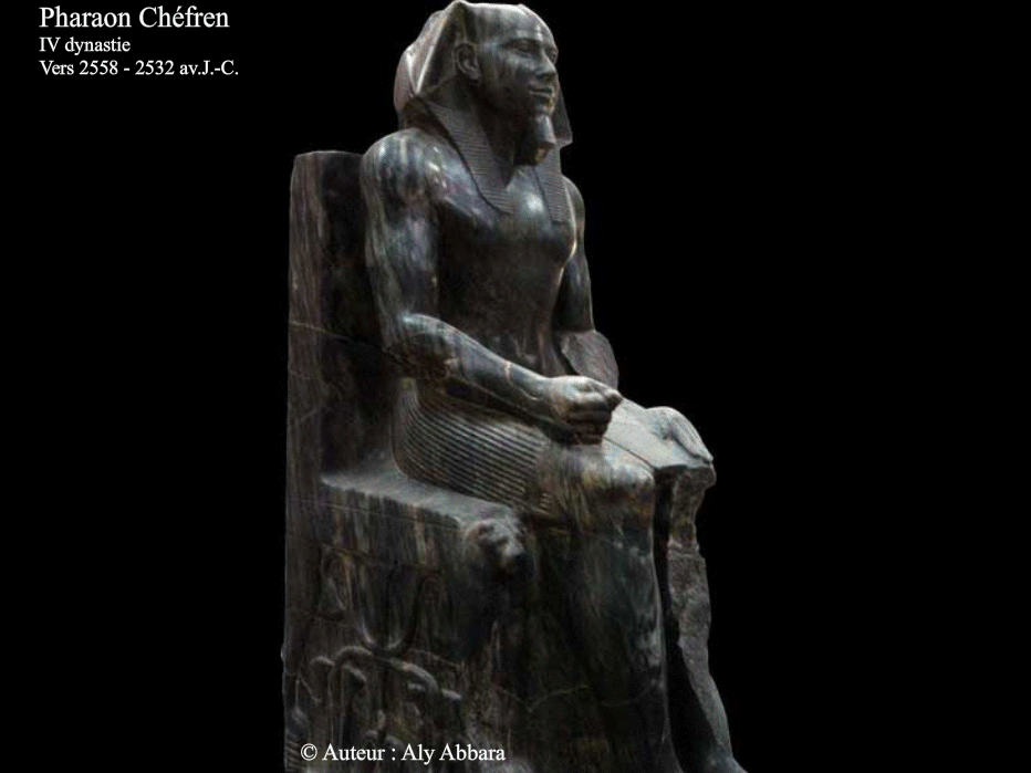 une des cinq statues de Chéfren trouvées dans le temple bas (ou de la vallée) de son complexe funéraire