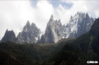 Les Aiguille de Chamonix observées du centre ville de Chamonix