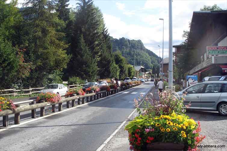 Praz sur Arly (la route principale traversant le centre ville