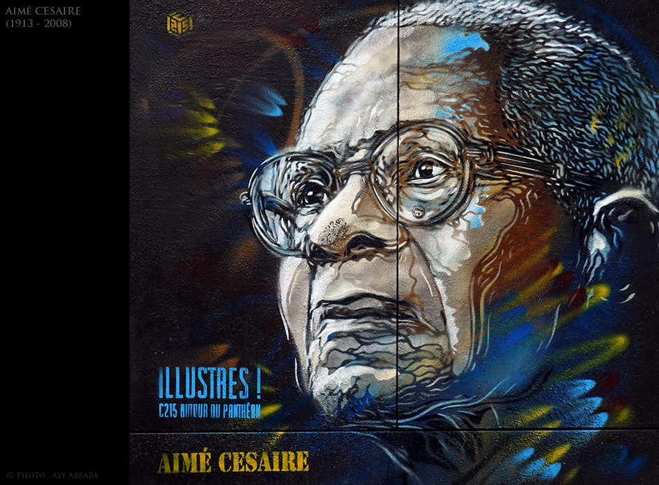 Art mural - Rues de Paris - Œuvre signée par C215 - Aimé CESAIRE (1913 - 2008)

