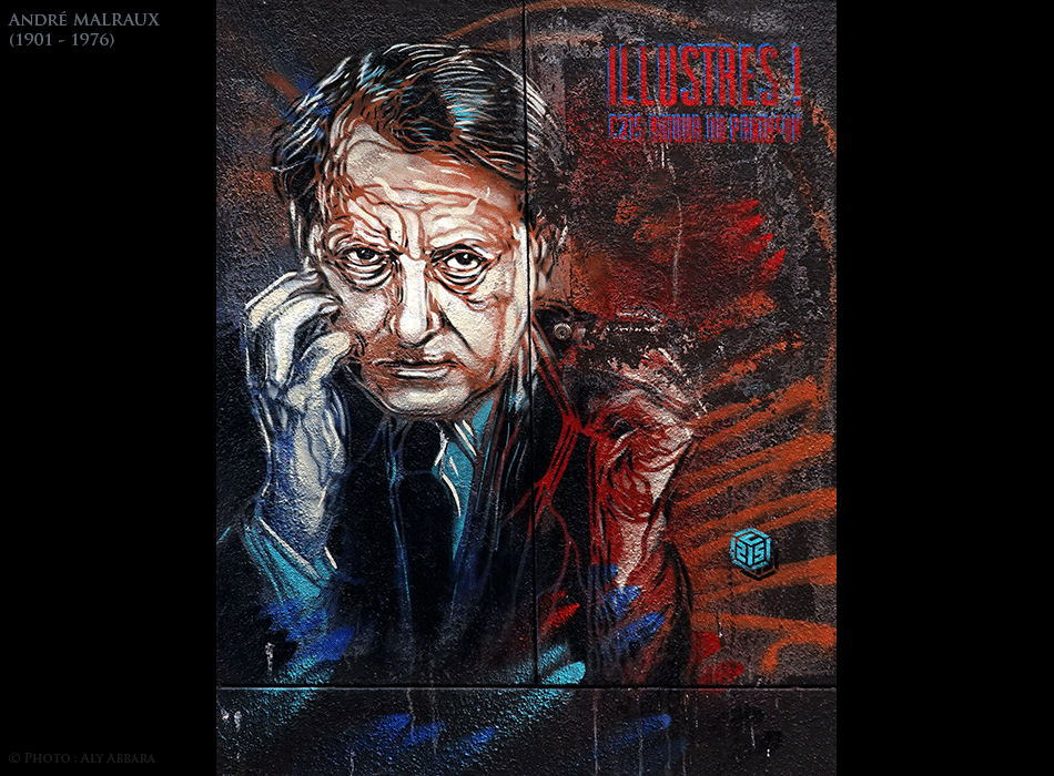 Art mural - Rues de Paris - Œuvre signée par C215 - André MALRAUX (1901 - 1976)
