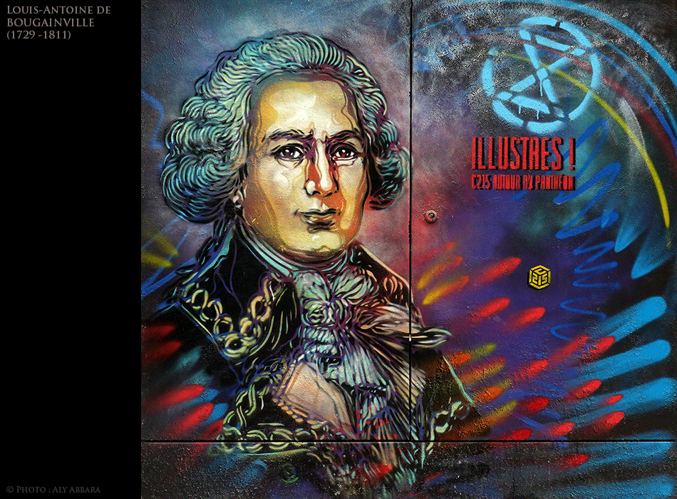 Art mural - Rues de Paris - Œuvre signée par C215 - Louis-Antoine de BOUGAINVILLE (1729 -1811)
