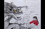 Paris - Art urbain mural - Œuvre signée @Blackmomille - Fille et dragon