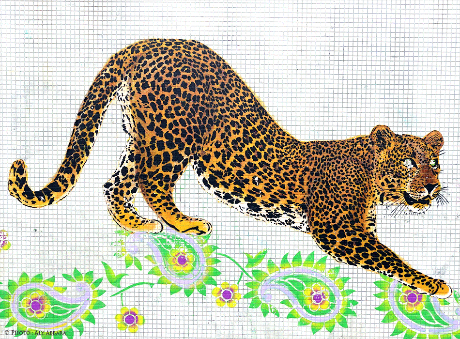 Paris Art urbain mural - Oeuvre signée Mosko - Léopard à Paris