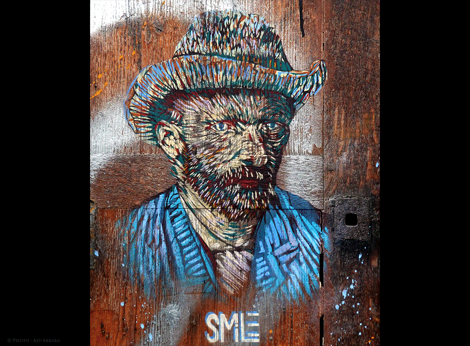 Paris - Art urbain mural - Oeuvre signée SME - Buste de Vincent Van Gogh