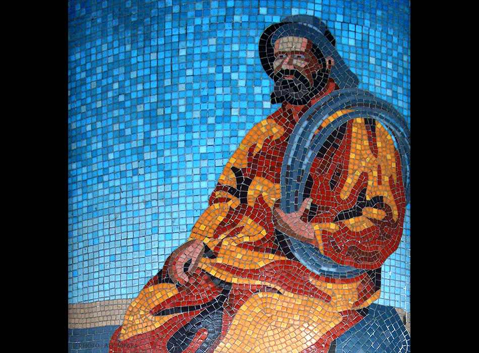 Paris Art urbain mural - Poissonnerie - Décoration - Pêcheur