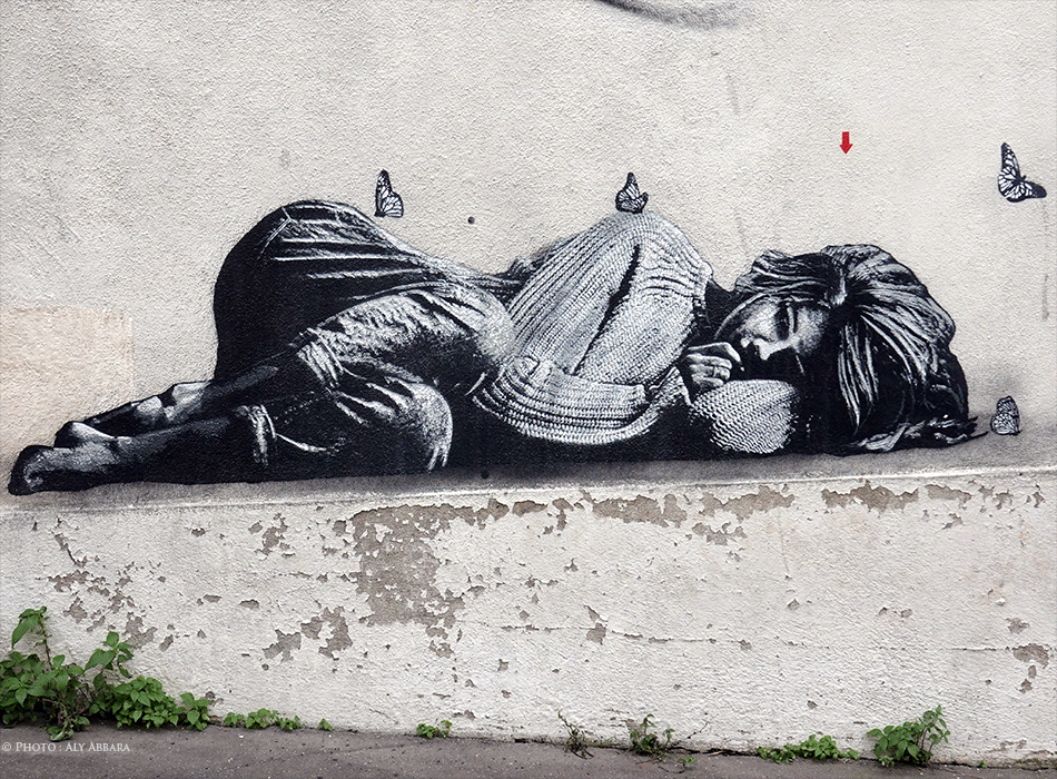 Oeuvre signée JEF AEROSOL - Association des Lézarts de la Bièvre - Femme misérable