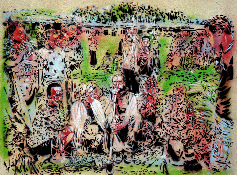 Oeuvre signée AO (Artiste-Ouvrier) - Association des Lézarts de la Bièvre - En Afrique ?