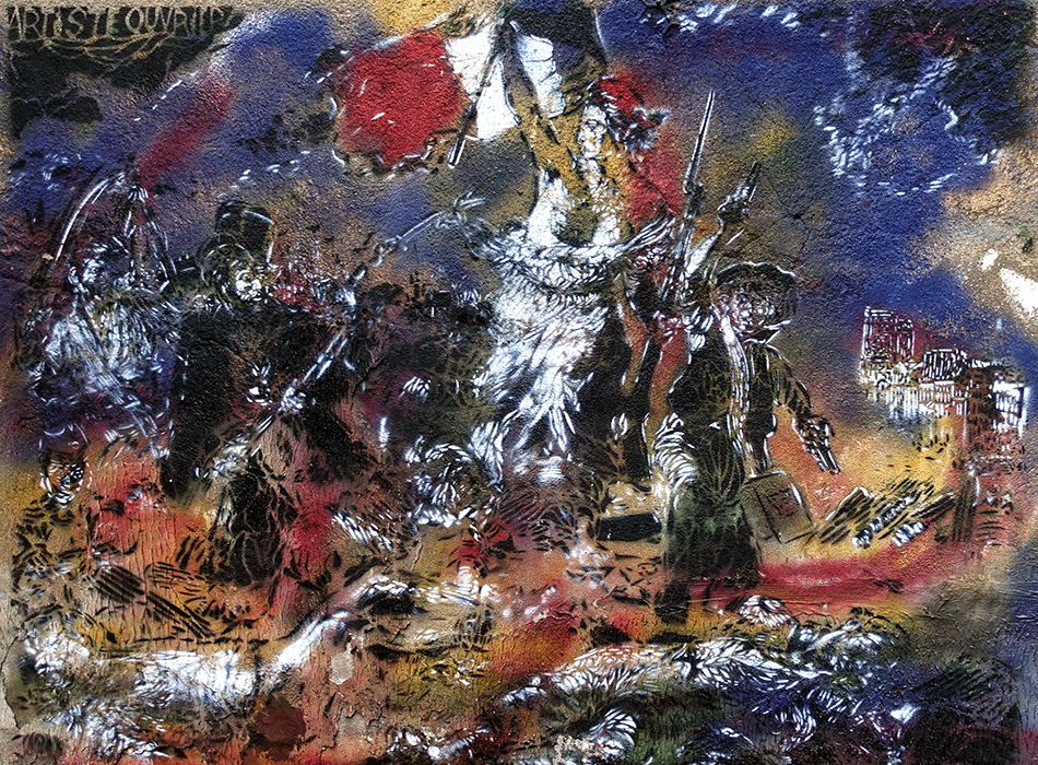 Oeuvre signée AO (Artiste-Ouvrier) - Association des Lézarts de la Bièvre - La liberté quidant le peuple (reproduction)