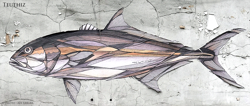 Paris - Art urbain mural - Oeuvre signée Teuthiz - Thon