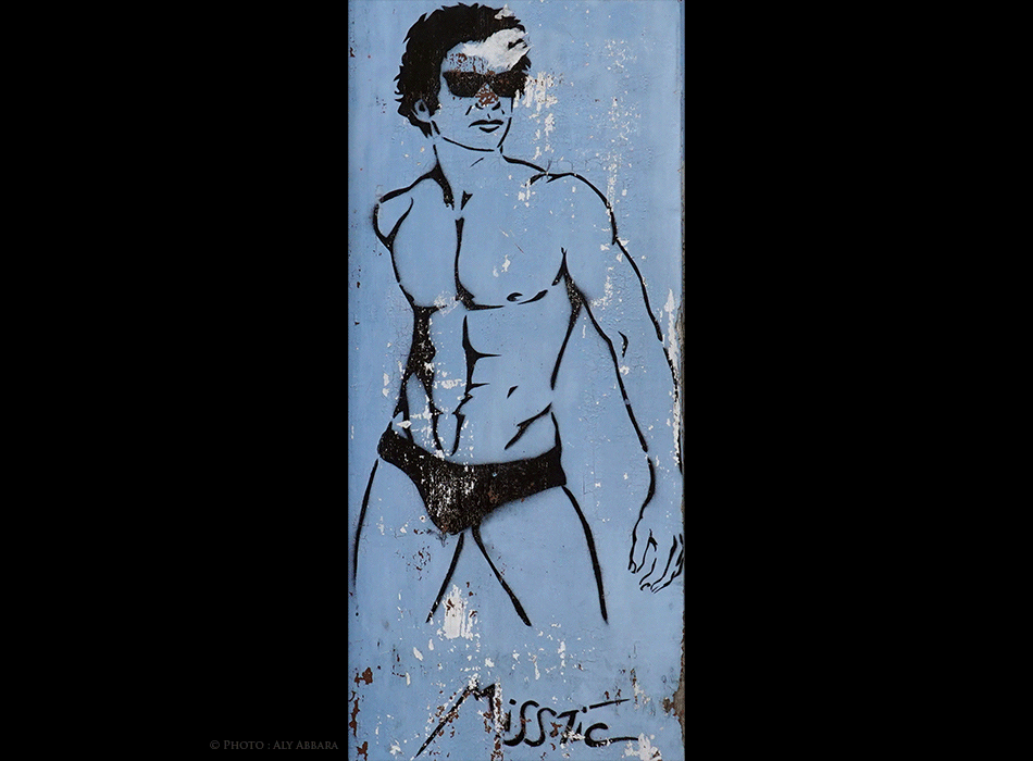 Paris - Art de rue (Street Art - Art urbain mural) - Pochoir mural signé Miss-Tic -  Épigramme (Dans nos jardins secrets le désir se crée)