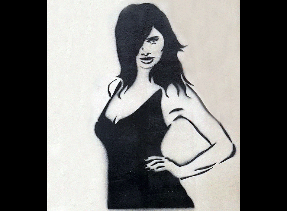 Paris - Art de rue (Street Art - Art urbain mural) - Pochoir mural signé Miss-Tic -  Épigramme (Avec l'amour le temps passe vite, avce le temps il passe moins souvent)