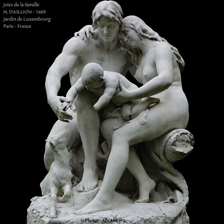 Joies de la Famille - H. DAILLION (1889) - Jardin de Luxembourg - Paris - France - لحظات من السعادة العائلية ـ باريس