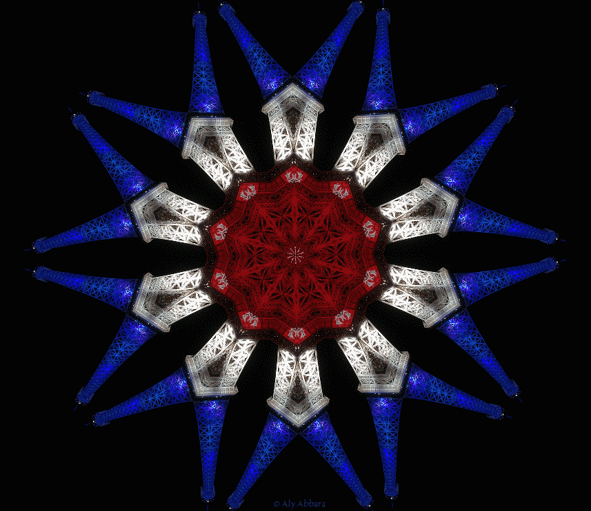 Paris - Tour Eiffel tricolore en kaléoscopie