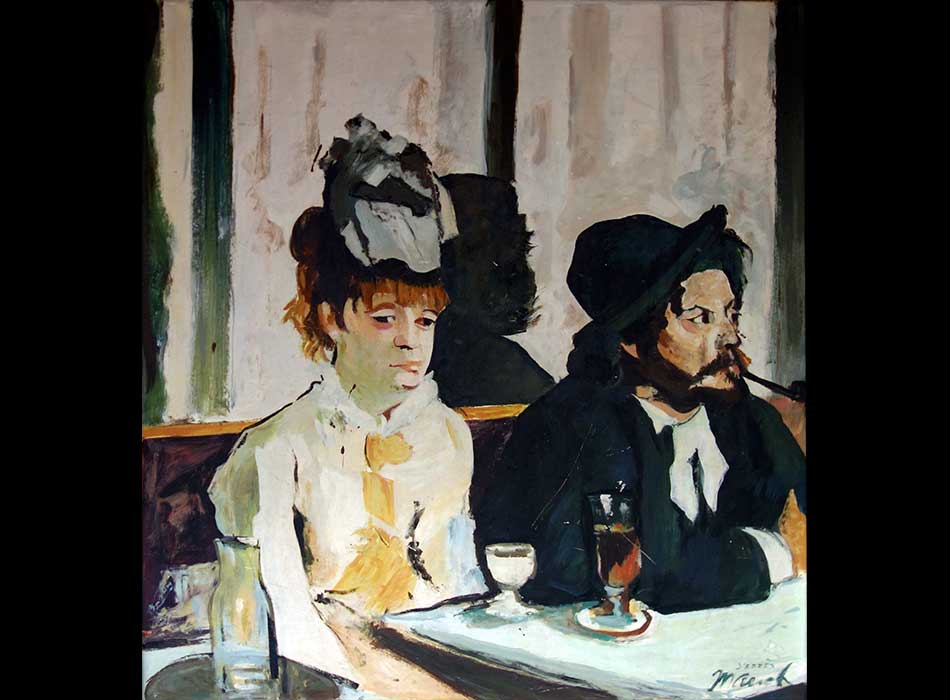 Paris - Arts de la rue - Couple au bistro - الفن في الشارع الباريسي