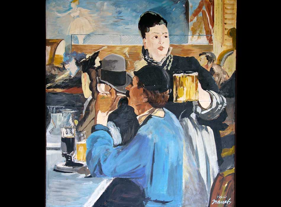 Paris - Arts de la rue - Au bistro ; Serveuse du bistro - الفن في الشارع الباريسي