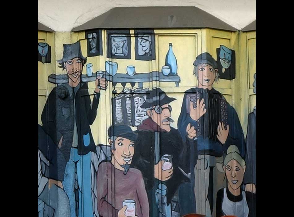 Paris - Arts de la rue - Au bistro ; détail 3 - الفن في الشارع الباريسي