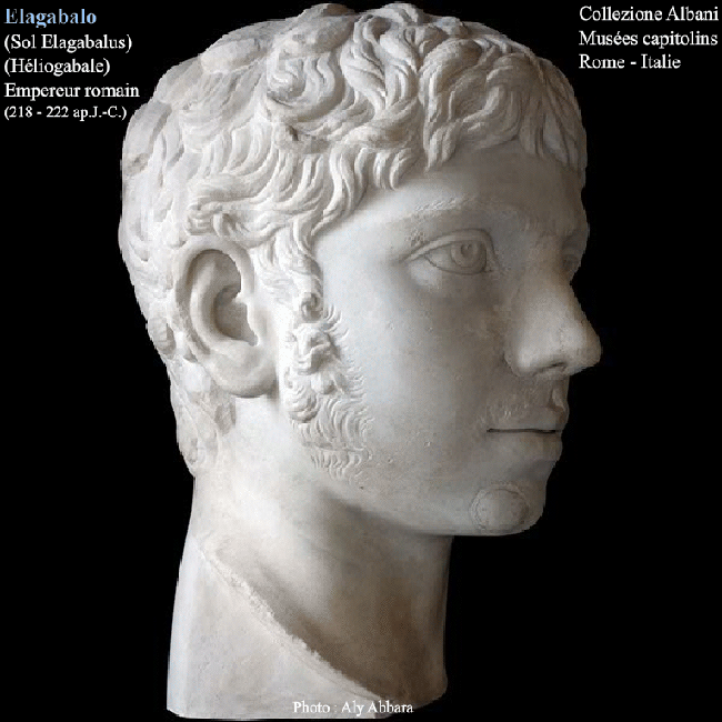 L'empereur romain Héliogabale (Elagabal - Elagabalo) (218-222 ap. J.-C.)  - Tête en marbre - Musée du Capitole - Rome - Italie